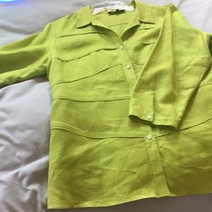 Lafayette chartreuse linen shirt size 14